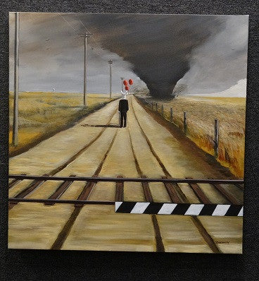 "Other Side of The Tracks" by Danny DeLancey Acrylic on Canvas 36"x36"